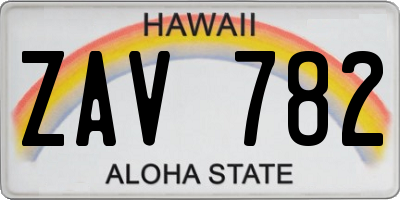 HI license plate ZAV782
