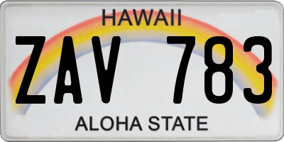 HI license plate ZAV783