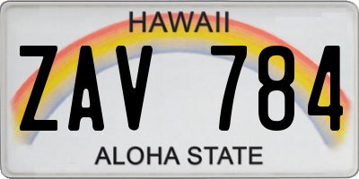 HI license plate ZAV784