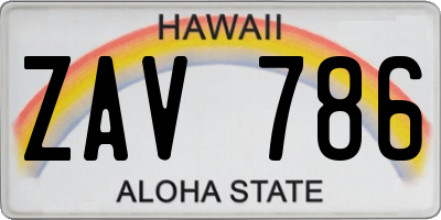 HI license plate ZAV786
