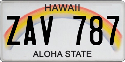 HI license plate ZAV787