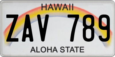 HI license plate ZAV789