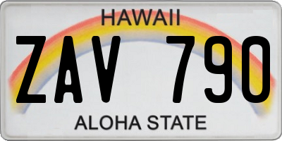 HI license plate ZAV790