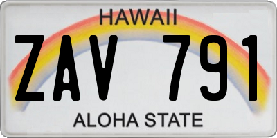 HI license plate ZAV791