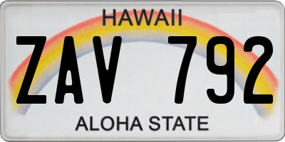 HI license plate ZAV792