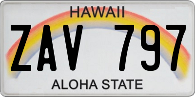 HI license plate ZAV797