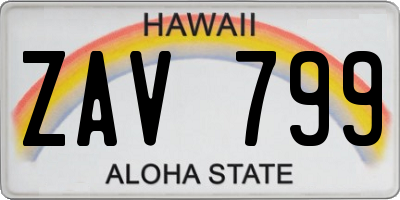 HI license plate ZAV799