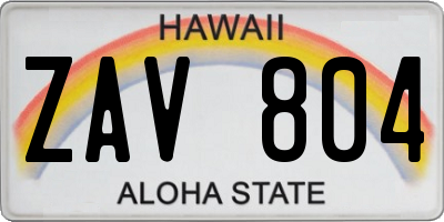 HI license plate ZAV804