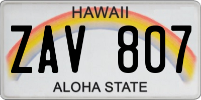 HI license plate ZAV807