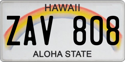 HI license plate ZAV808