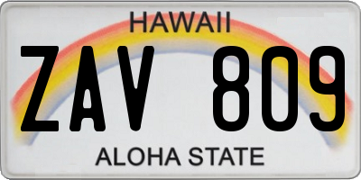 HI license plate ZAV809