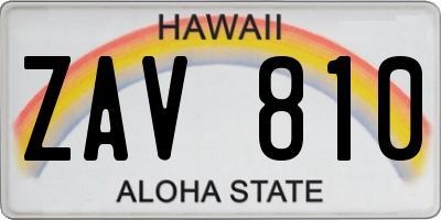 HI license plate ZAV810