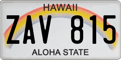 HI license plate ZAV815