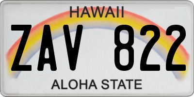 HI license plate ZAV822