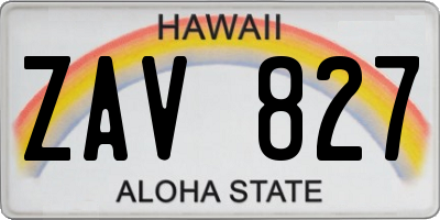 HI license plate ZAV827