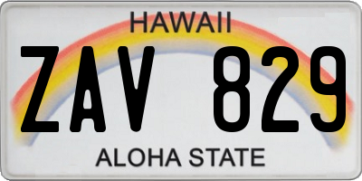 HI license plate ZAV829