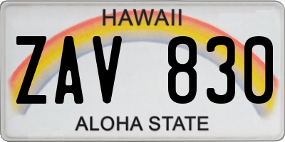 HI license plate ZAV830