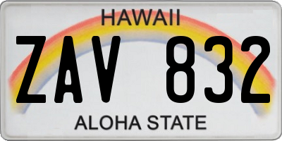 HI license plate ZAV832
