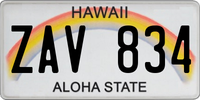 HI license plate ZAV834