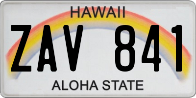 HI license plate ZAV841