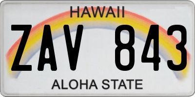 HI license plate ZAV843