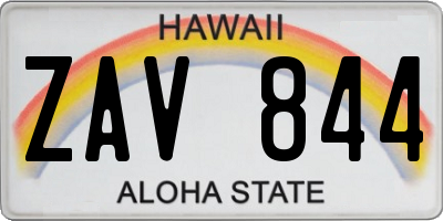 HI license plate ZAV844