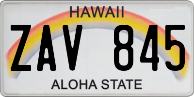 HI license plate ZAV845