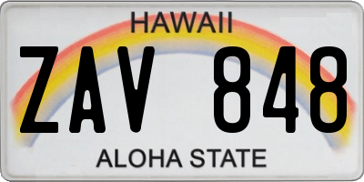 HI license plate ZAV848