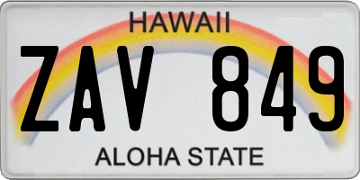 HI license plate ZAV849