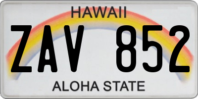 HI license plate ZAV852
