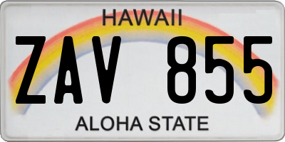 HI license plate ZAV855