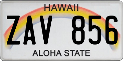 HI license plate ZAV856