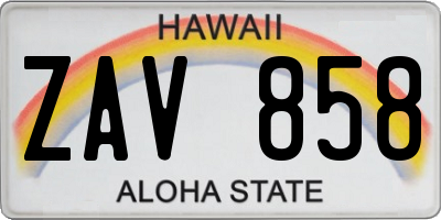 HI license plate ZAV858