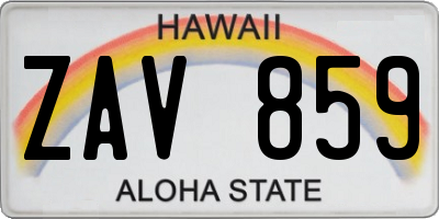 HI license plate ZAV859