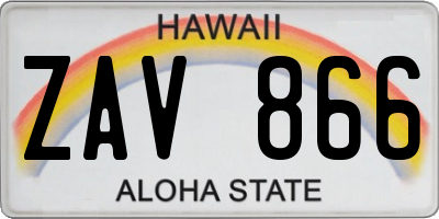 HI license plate ZAV866