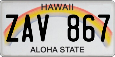 HI license plate ZAV867