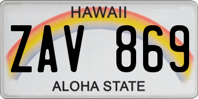 HI license plate ZAV869