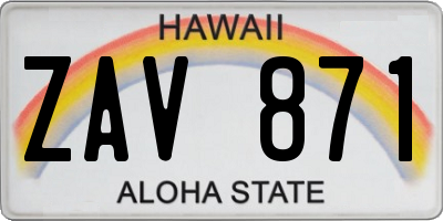 HI license plate ZAV871