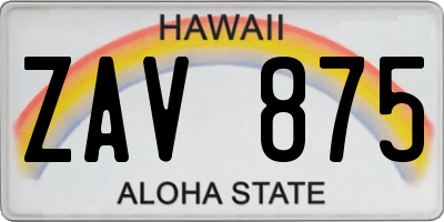 HI license plate ZAV875