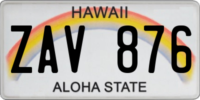 HI license plate ZAV876