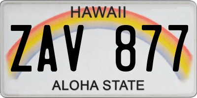 HI license plate ZAV877