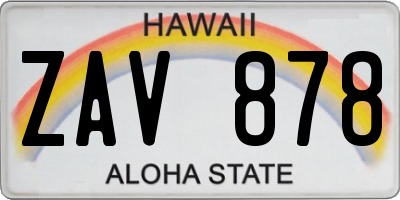 HI license plate ZAV878