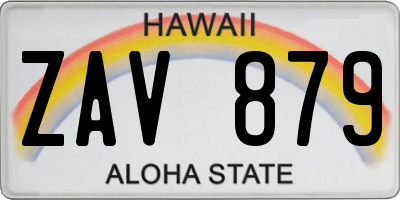 HI license plate ZAV879