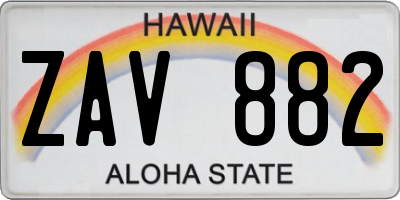 HI license plate ZAV882