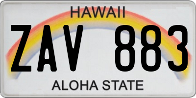 HI license plate ZAV883
