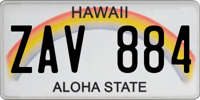HI license plate ZAV884