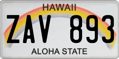 HI license plate ZAV893