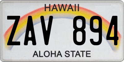HI license plate ZAV894