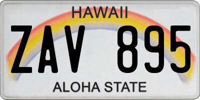 HI license plate ZAV895