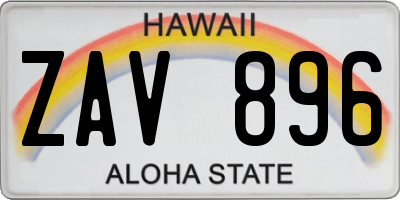 HI license plate ZAV896